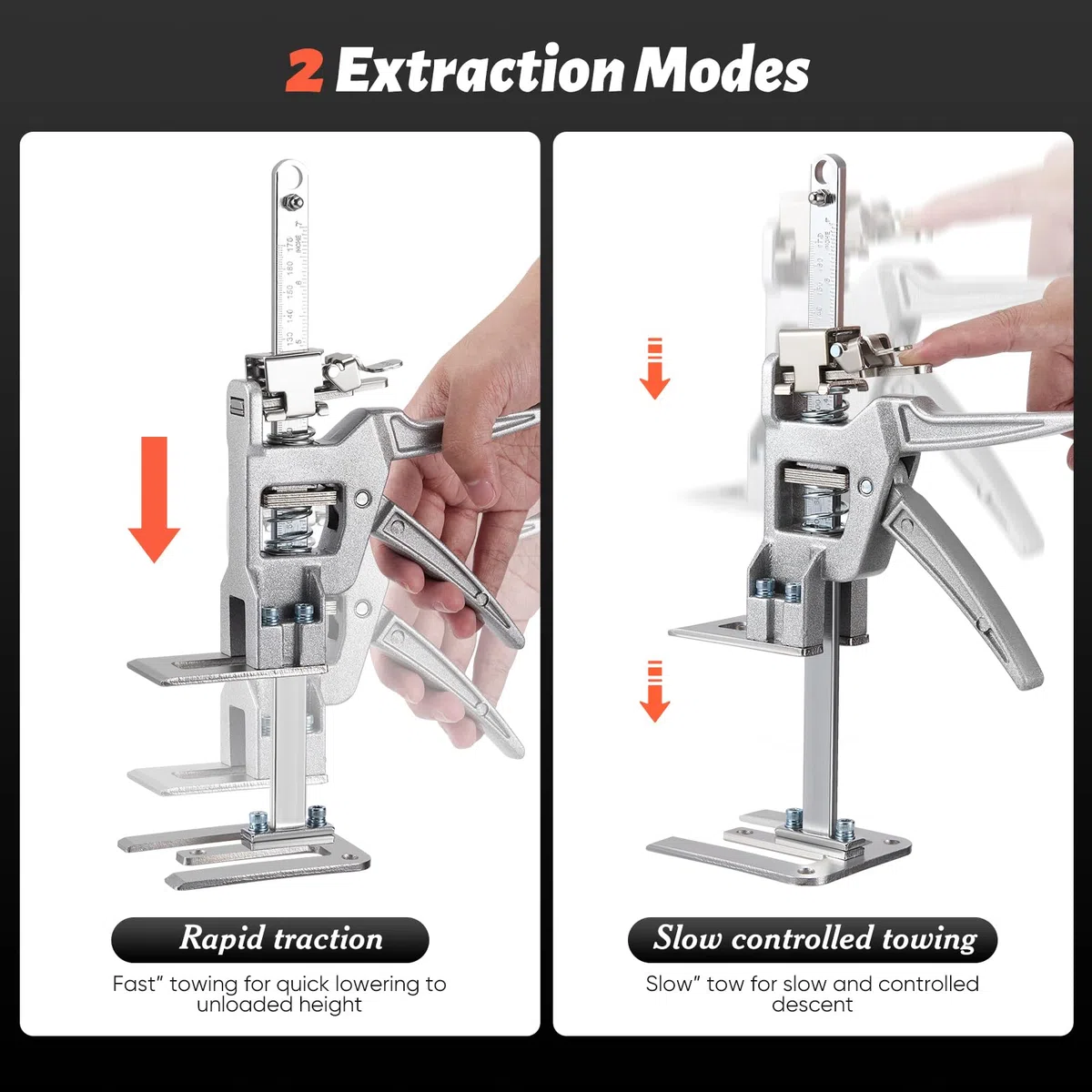 2 Stück Arbeitssparender Arm, 30cm Ganzmetall Hebewerkzeug 400kg Kapazität, Langsam und Schnell Hebefunktion, Möbelheber für Türen, Möbel, Board Heber, Gipskartonplatten.