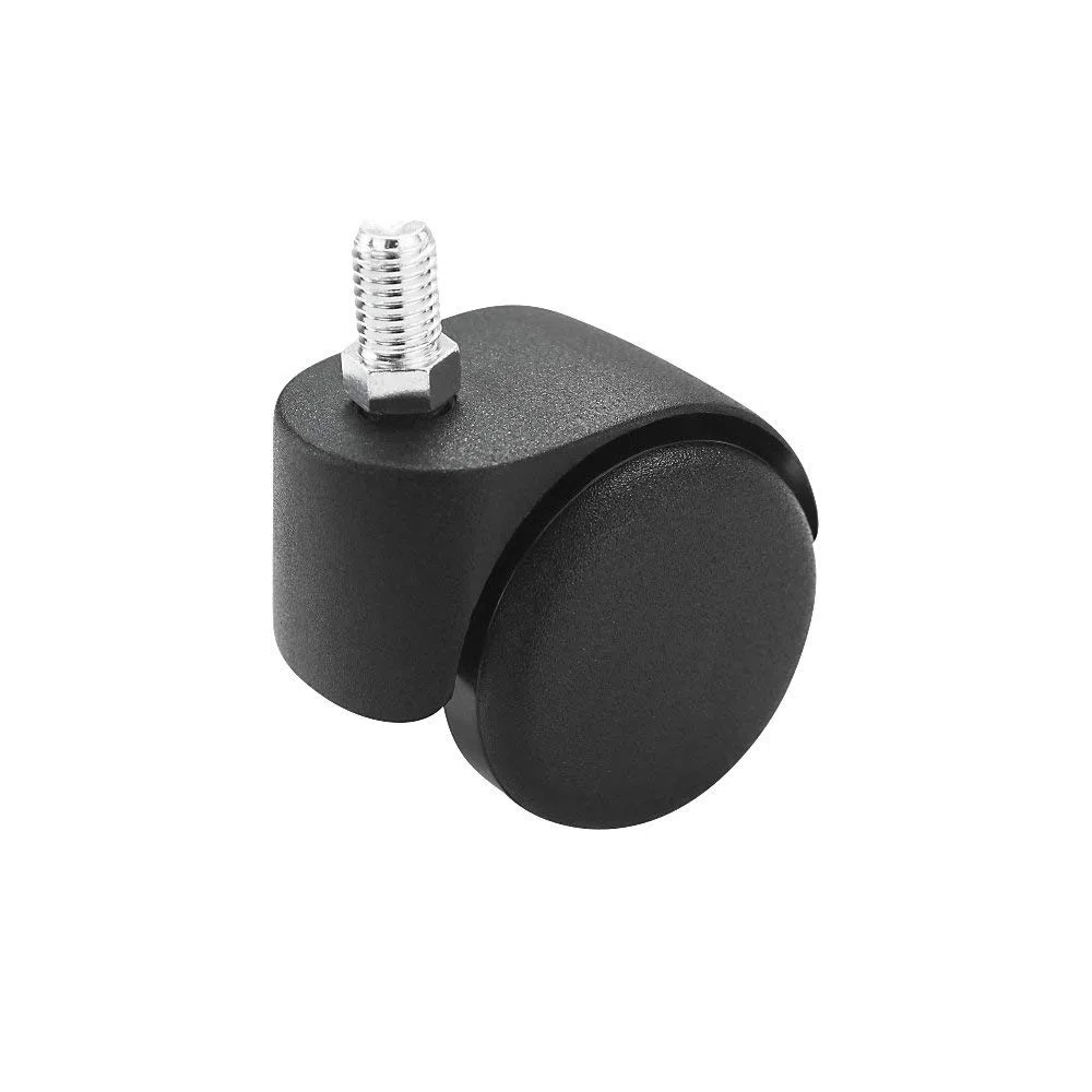 Stuhlrolle | Rad-Ø 50 mm | VE 5 Stk | mit Gewinde M 10 x 15 | Schwarz | hart | für weiche Böden