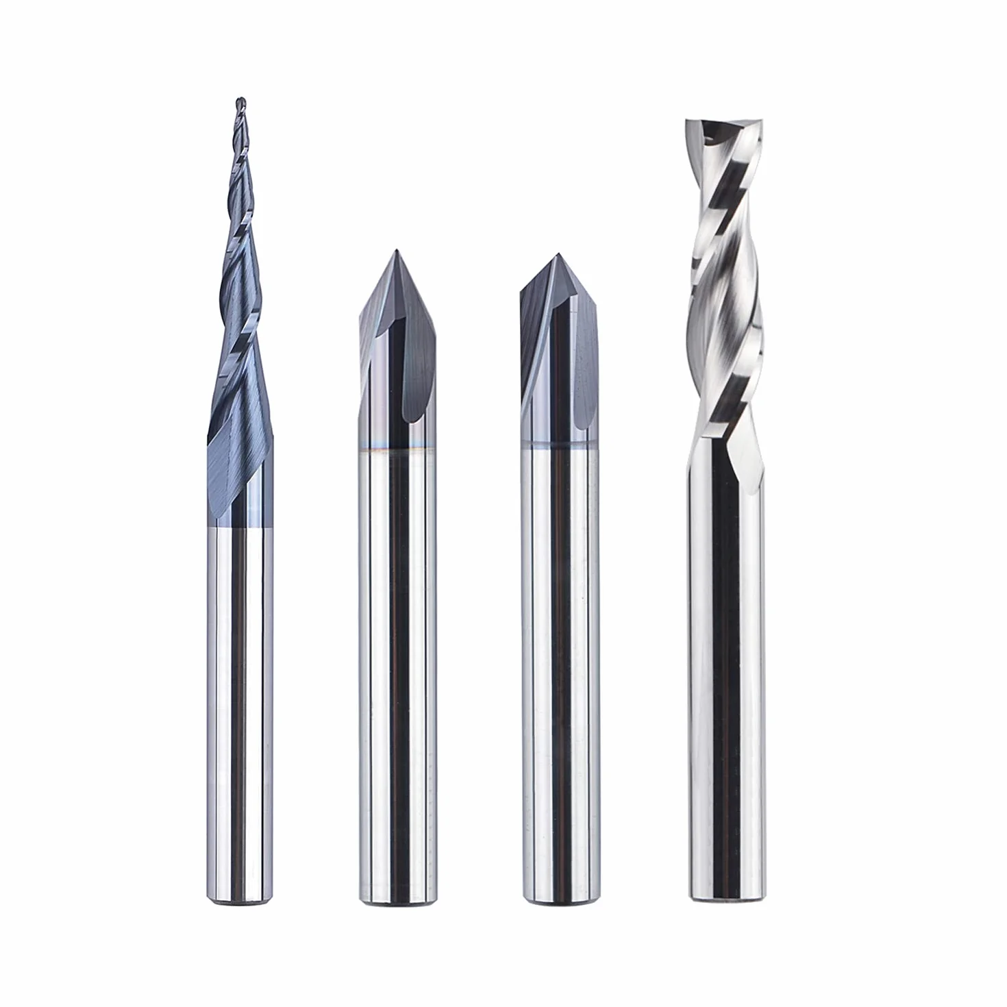 SpeTool 4 Stück Fräser Set 6 MM Schaft Vollhartmetall VHM CNC Fräser Kugelkopffräser Fasenfräser Spiralfräser für Holz Gravur