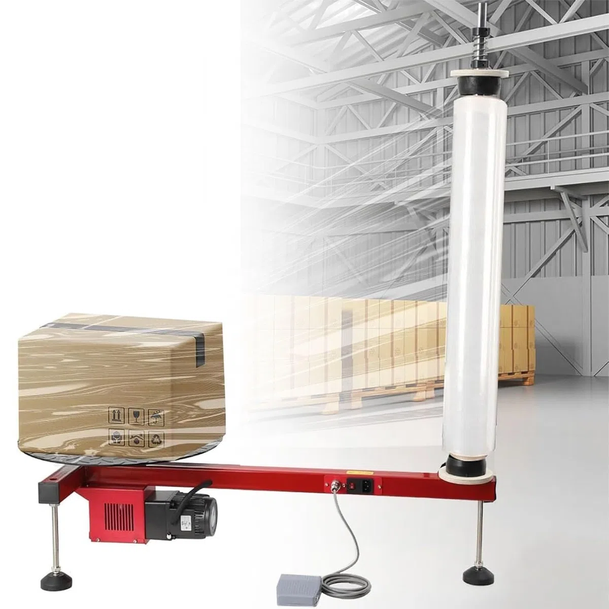 Stretch-Wickelmaschine mit Folienspender, Palettenwickler, 50 U/min Geschwindigkeit, hohe Effizienz für Industrieverpackungen