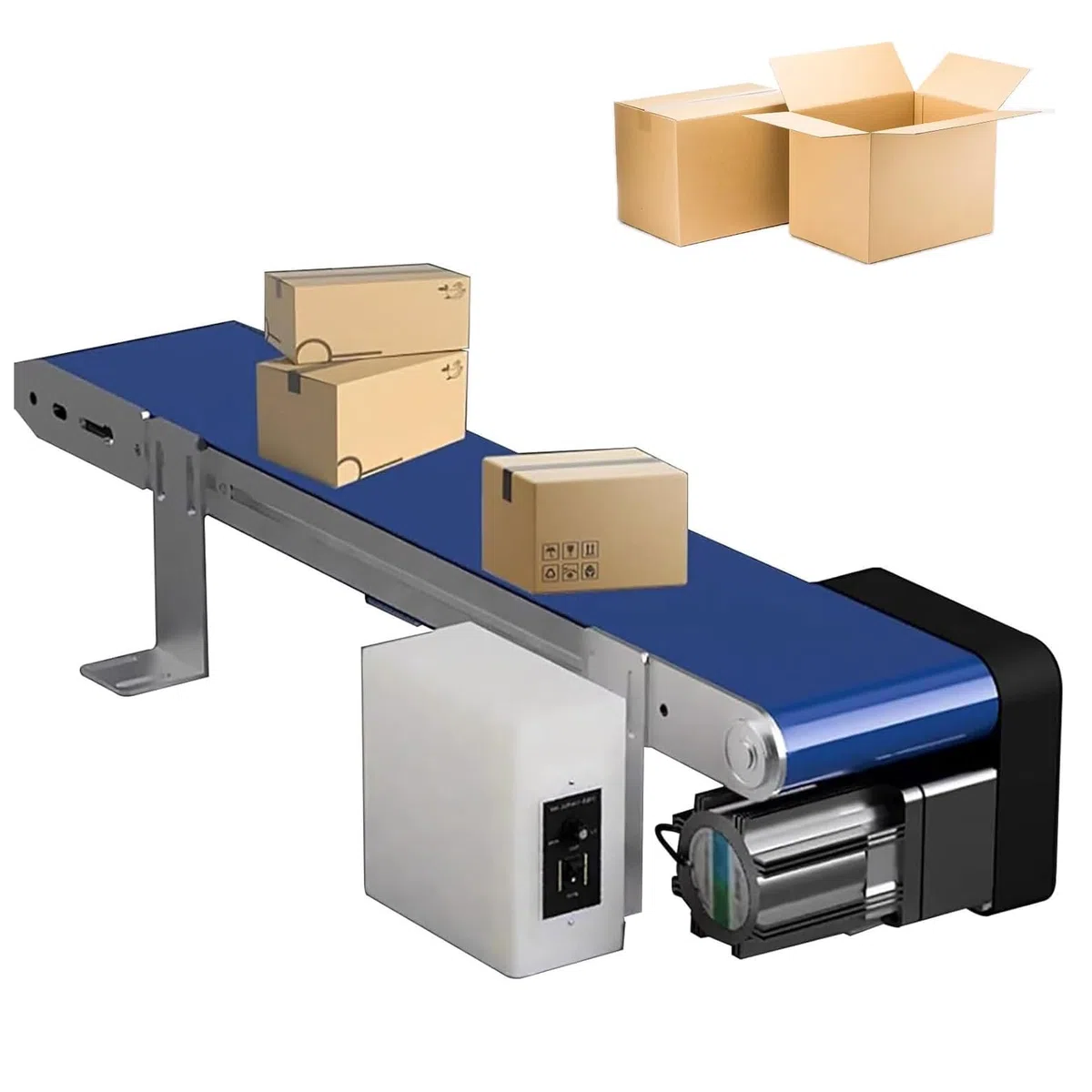Verstellbares elektrisches Förderband für Industrieverpackungen - 16 cm hohes effizientes Desktop-Transportsystem mit variabler Geschwindigkeit für optimale Verarbeitung und Handhabung