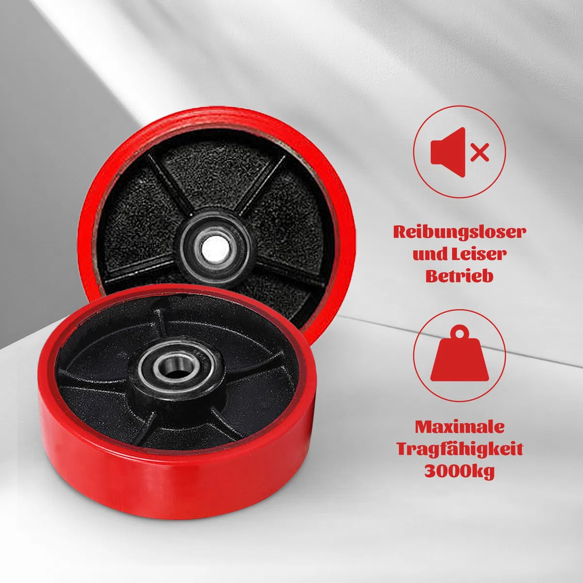 2 Stück Hubwagen Rollen 180 x 50 mm Laufrollen mit Kugellager PU-Rollen für Hubwagen Ersatzrollen mit Achse