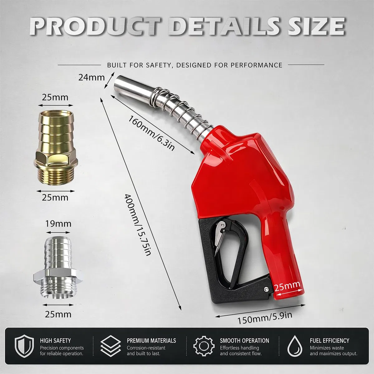 Automatische Zapfpistole Diesel 3/4", Selbstansaugende Tankpistole mit 3-stufig einstellbare Durchflussrate und Ergonomischer Griff für LKW, Traktoren & Baumaschinen