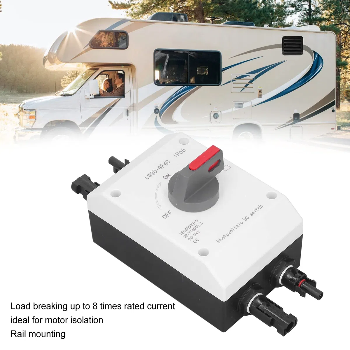 Photovoltaic DC Isolator Solar Switch Solar Disconnect Switch Solar DC Switch IP66 1200V 32A 4P mit Kompakter Größe für Solarstromsysteme RVS -Boote Vom Gitter (Grundtyp)