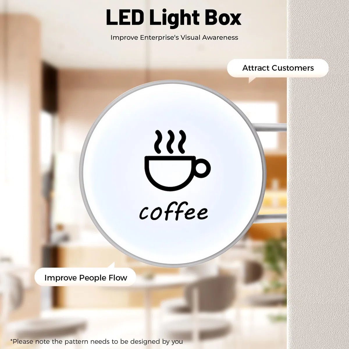Lightbox | Doppelseitiger runder LED-Leuchtkasten | IP67 wasserdicht & 50.000h Lebensdauer | 10W Energieeffizienz-Klasse E | Ideal für Geschäfte, Cafés & Einzelhandel | 50cm Durchmesser