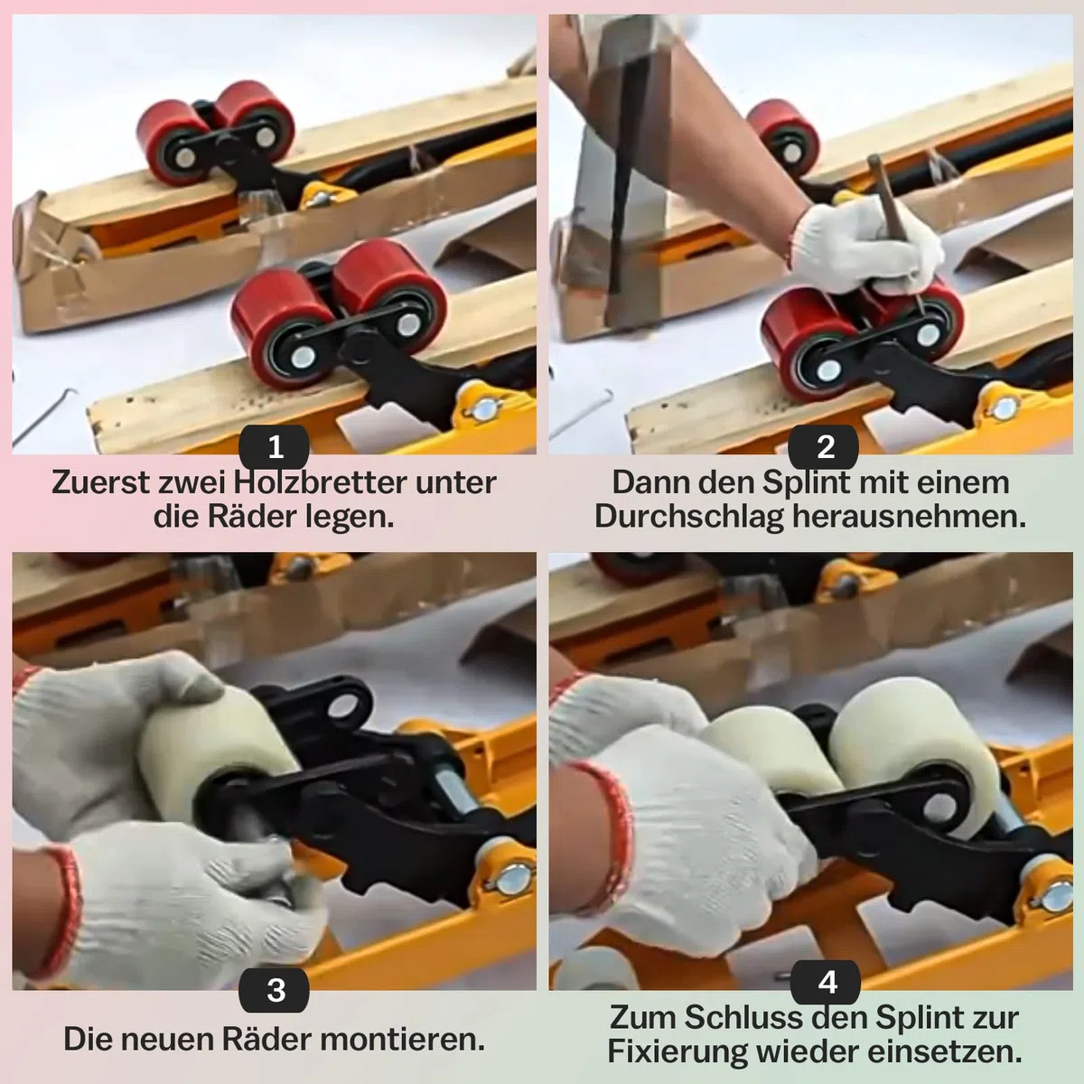 2 Stück Hubwagen Rolle Polyurethan 82 x 100 mm, mit Kugellager Rollen für Hubwagen Ersatzrollen Laufrolle | Achse 20 mm | Durchmesser 82 mm | Breite 100 mm | Maximale Belastung: 700 KG