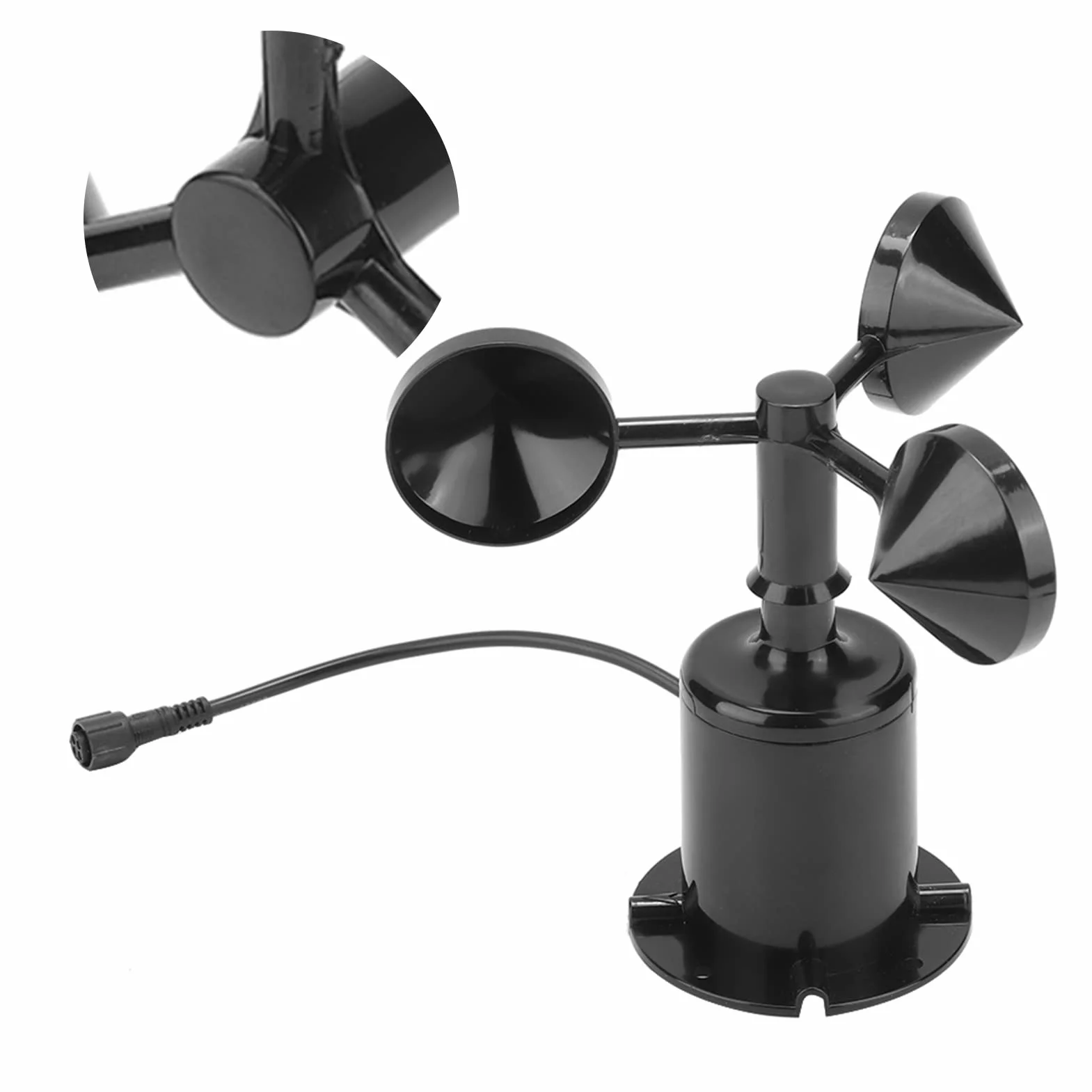 Windmessgerät windmesser, 0-70 m/s Windgeschwindigkeits-Puls-Anemometer 3 Tassen misst Windgeschwindigkeitssensor-Anemometer