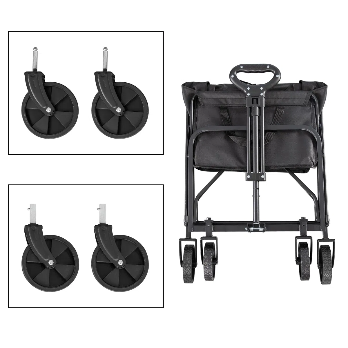Angel Living Bollerwagen Faltbar 200L mit Tragkraft bis 100KG, Handwagen Klappbar, Faltbarer Campingwagen mit Höhenverstellbarem Griff, Leicht und Platzsparend, Stabil, 600D Oxford-Gewebe, Schwarz