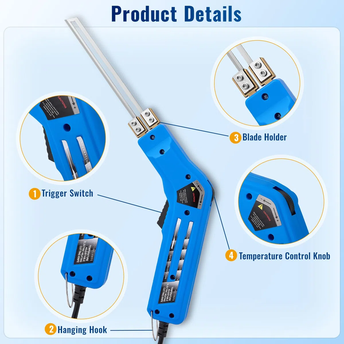 300W Styroporschneider, (50-600℃) Temperatur Einstellbar, Heißschneider für Seile Styrocutter mit 10 cm + 15 cm Gerade Klingen für EPS, KT Board, PU, Seilgewebe, Schaumstoff