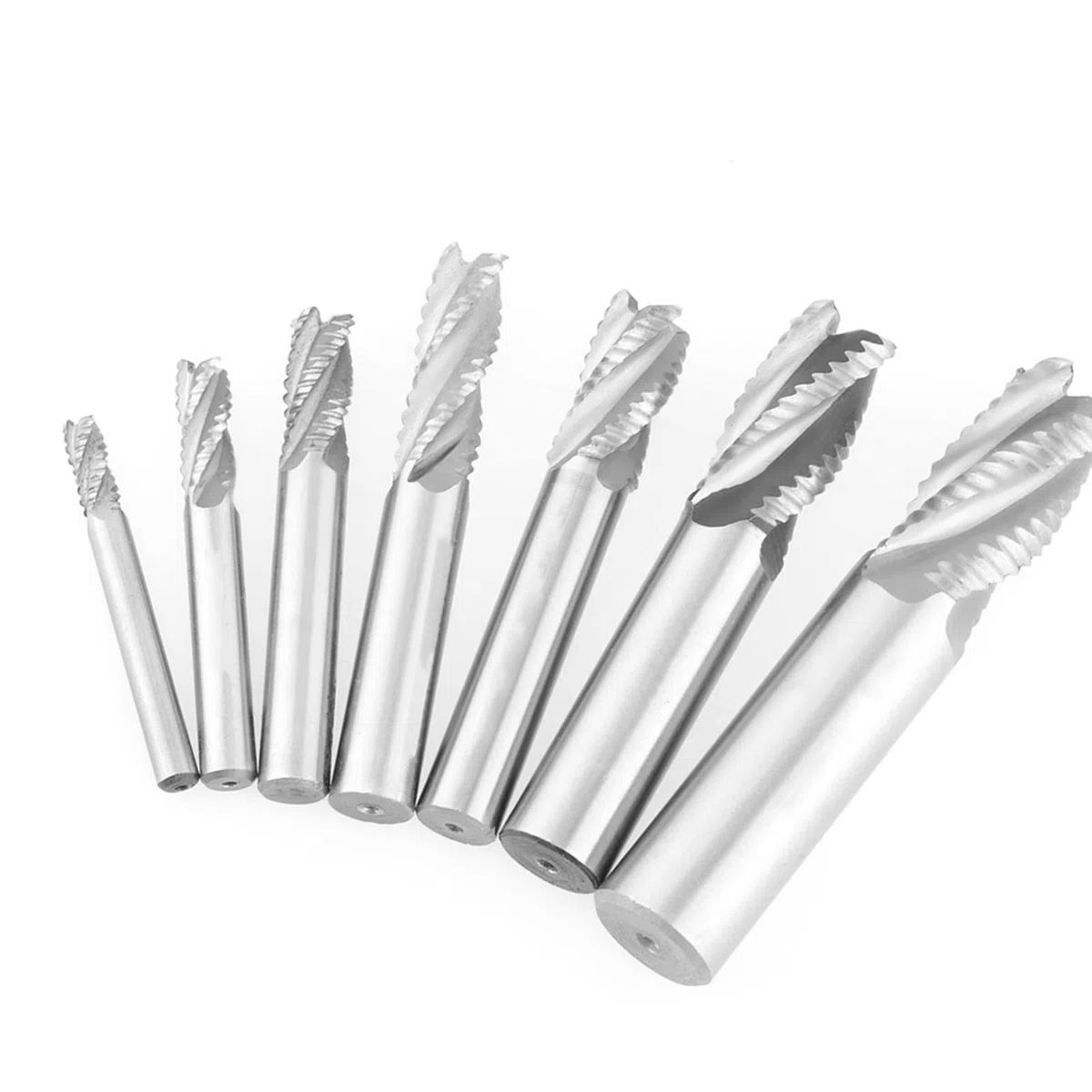 7 Teile/satz 4 Flöten Schaftfräser 6-20mm Schruppen Schaftfräser Set 20mm Hss Schaftfräser Fräser Schruppen Spanbrecher Fräser