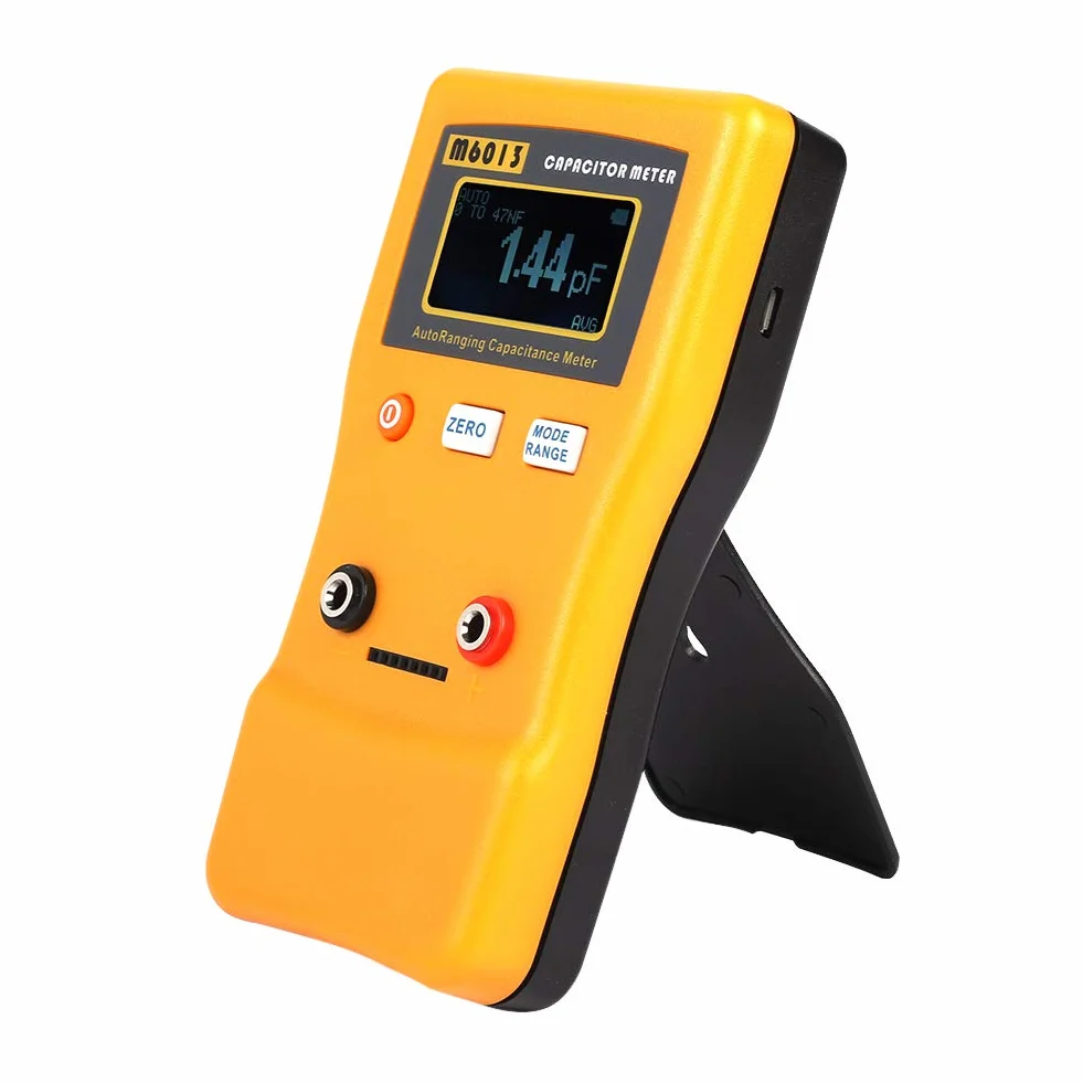 Akozon M6013 Kapazitätsmesser Auto-ranging Kondensator Kapazitätsmessgerät 5-stellige Lesung 1% High Pricision 0,01 pF bis 470 mF (470000uF) Messung der Hintergrundbeleuchtung Auto schlafen