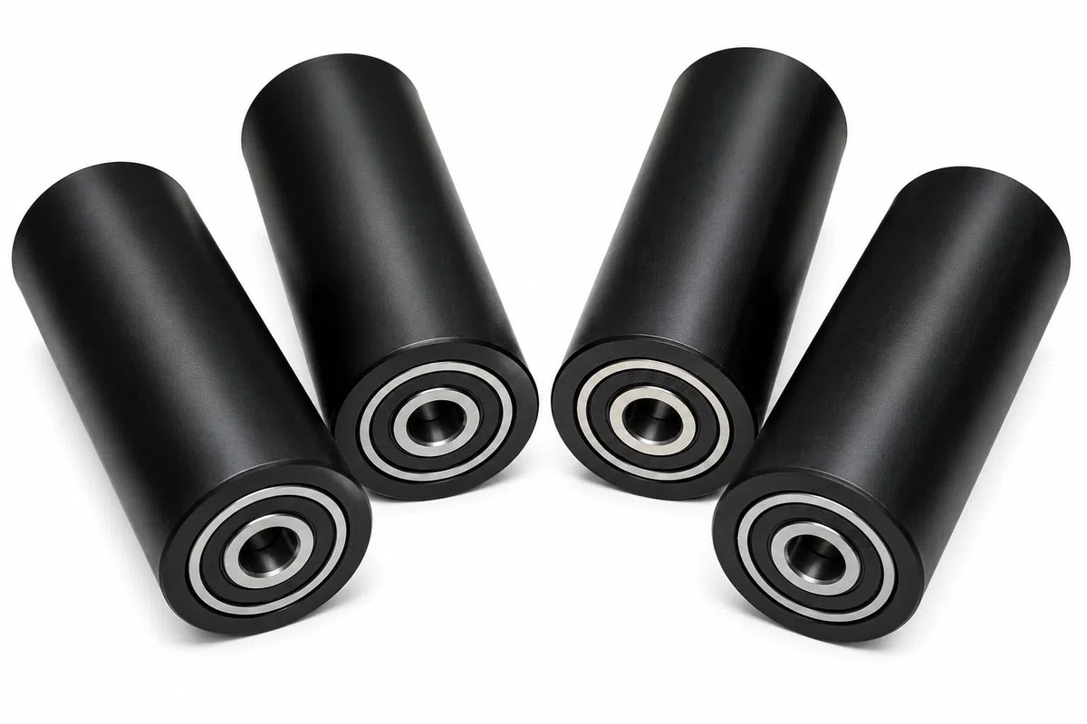 4X Polyamid Rollen Ø40mm mit Kugellager – Nylon Laufrollen Schwarz – Bis 100 kg Tragkraft pro Rolle – Hochbelastbare Kunststoffrollen für Maschinen, Werkbank & Transportwagen