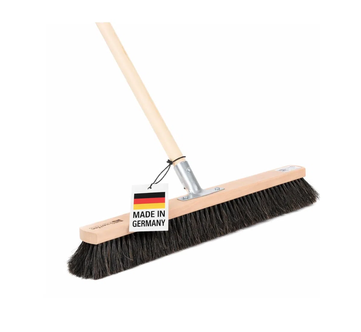 Rosshaar Besen Saalbesen 60cm weiche Borsten mit Stiel 160cm Besenstiel | Sehr weiche feine Naturhaar-Rosshaar-Borsten, Holzstiel-Ø 28mm, Metall-Stielhalter