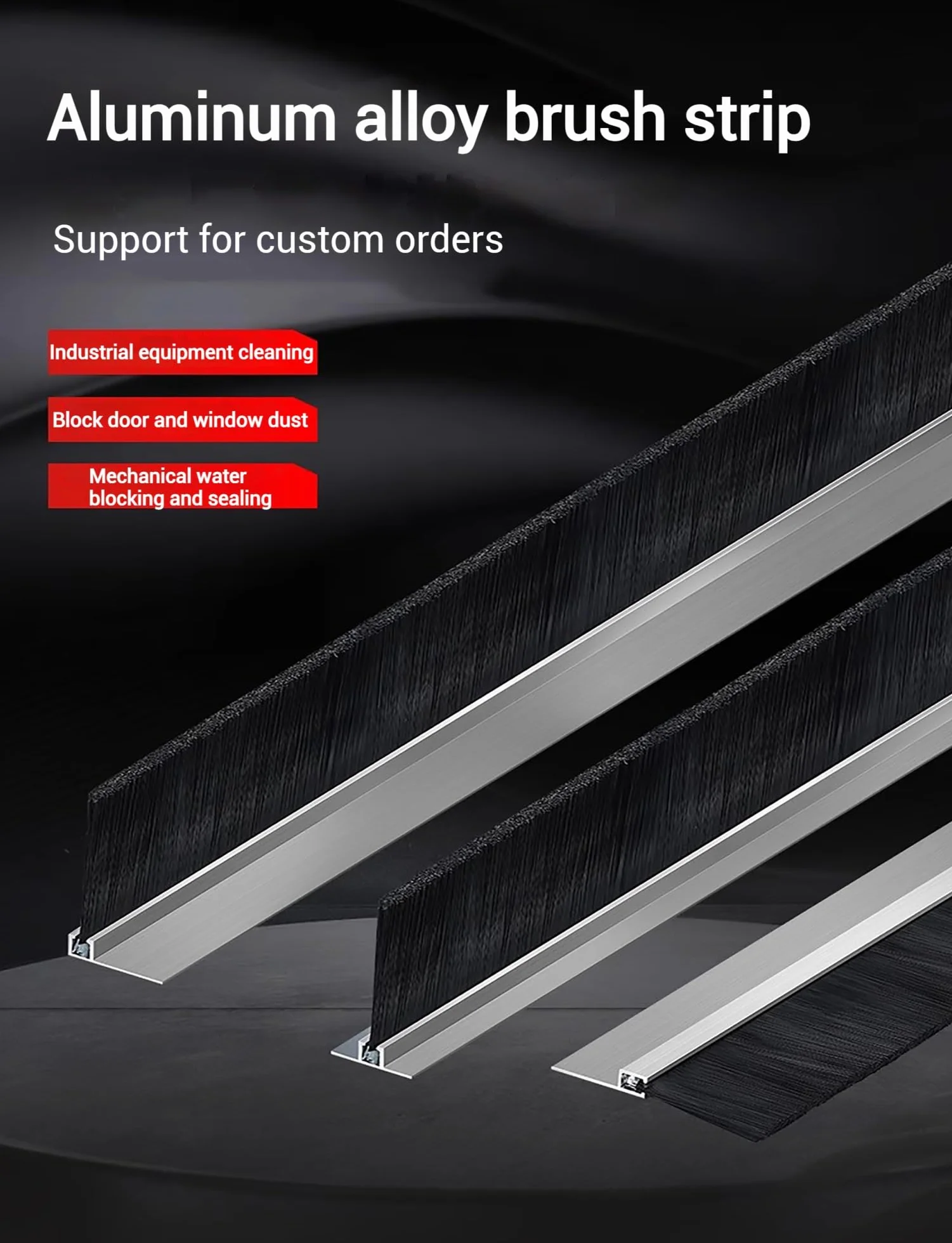 H/F/T-Typ Aluminiumlegierungs-Streifenbürste, Industriestaubbürste, Werkzeugmaschinen-Streifenbürste, Schrankstaubbürste, Streifentürboden-Dichtungsbürste (3,28 Fuß)(T,120mm)