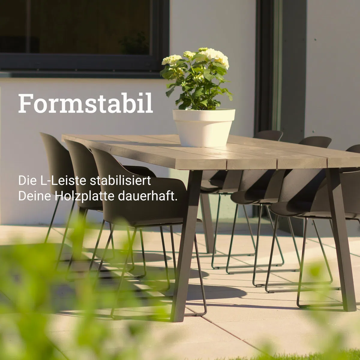 Natural Goods Berlin 3x Gratleiste L-FORM - Gratleiste Schwarz Metall 100 cm - Stabiler Unterzug Für DIY Holztischplatte - 1m Profilleiste L-förmig, Winkelleiste aus Stahl, Verstärkungsleiste Lang