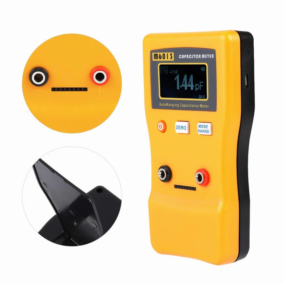 Akozon M6013 Kapazitätsmesser Auto-ranging Kondensator Kapazitätsmessgerät 5-stellige Lesung 1% High Pricision 0,01 pF bis 470 mF (470000uF) Messung der Hintergrundbeleuchtung Auto schlafen