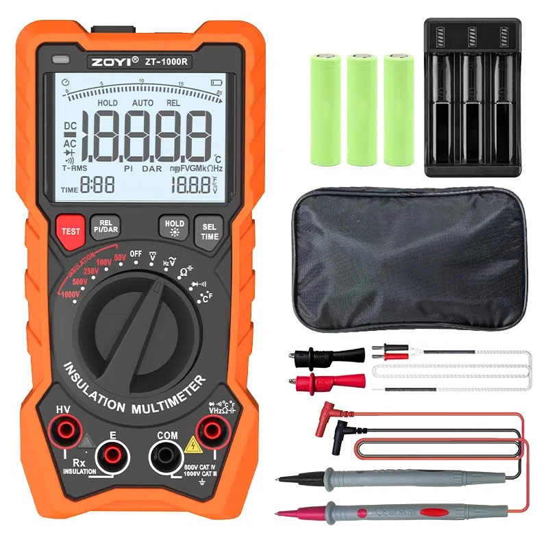 Isolationswiderstandsmessgerät 1000V AC/DC, fortschrittliches digitales Megohmmeter, misst Isolationswiderstand bis zu 20GΩ, Spannungsmessung bis 1000V, elektronisches Schüttel-Multimeter