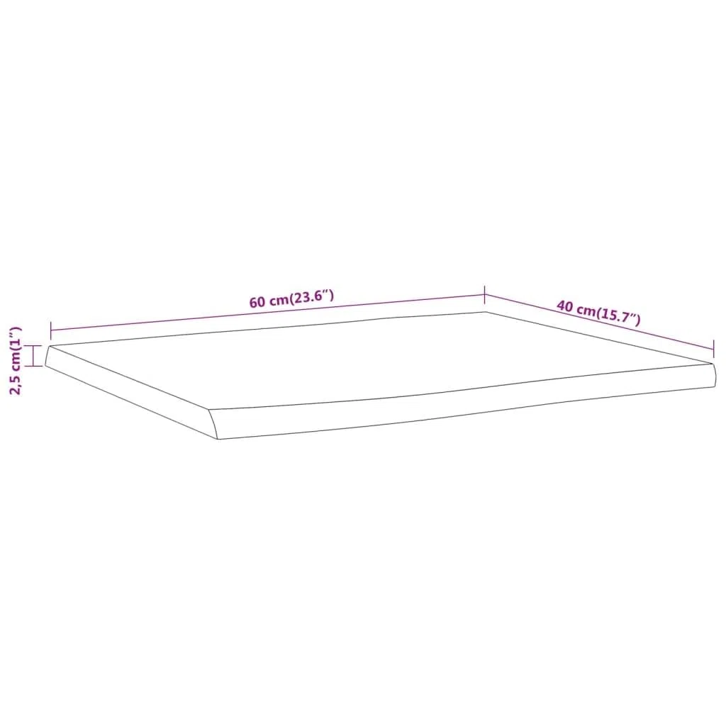 vidaXL Tischplatte 60x40x2,5 cm Rechteckig Massivholz Akazie Baumkante Platte