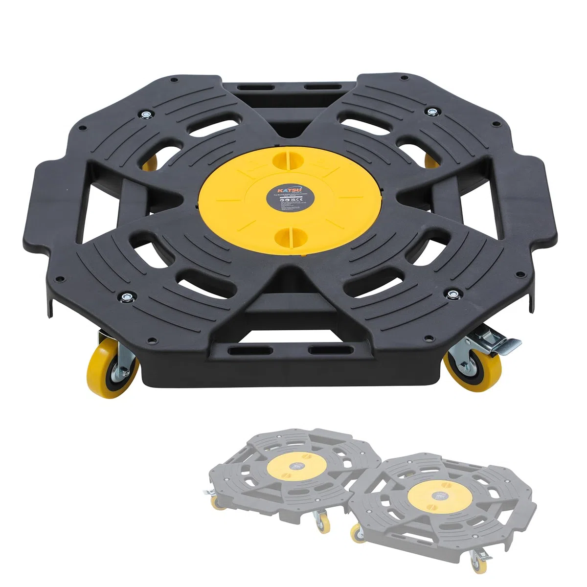 KATSU Tools Reifenwagen – 136 kg Kapazität, anschließbar, robuster Rollwagen für Reifen, Räder, Möbelgeräte, Umzüge und mehr (63,5 x 63,5 x 11,5 cm)