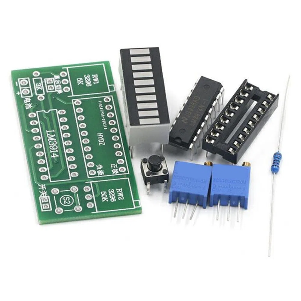 LM3914 Batteriekapazitätsanzeige- Leistungsniveau-Tester 10-Segment 3,7V Lithium-12V-Batteriekapazitätsanzeige- LED-Anzeige DIY-Kits