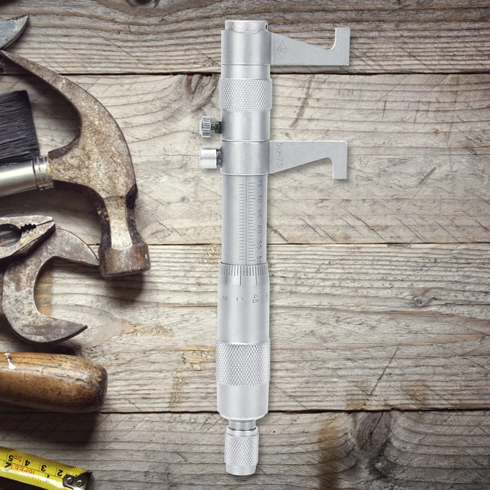 Tissting Innenmikrometer, Präzisionsmesswerkzeug mit Legierungskopf 25-50mm/50-75mm Edelstahl für Innendurchmessermessung (50-75 mm)