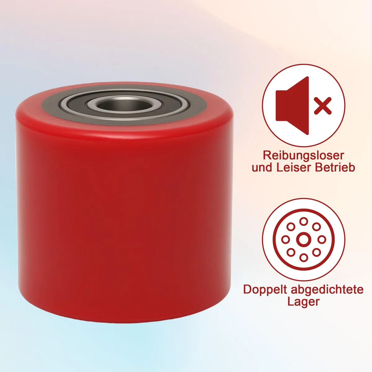 Hubwagen Rollen 80 x 70 mm Laufrollen mit Kugellager PU-Rollen für Hubwagen Ersatzrollen (4, Rot)