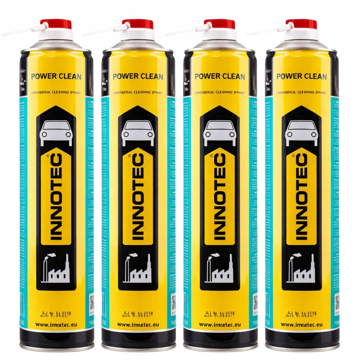 4 Stück INNOTEC Power Clean 750 ml Aerosol – Universalreiniger & Entfetter – entfernt Fett, Öl, Teer, Wachs und Kleberückstände – ideal für KFZ, Werkstatt, Maschinenbau & Industrieanwendungen