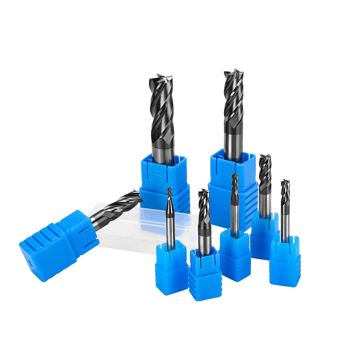 PTPTRATE 8-teiliger Schaftfräser, 4 Schneiden, Hartmetall-Nutenfräser, Durchmesser 2–12 mm, CNC-Werkzeug