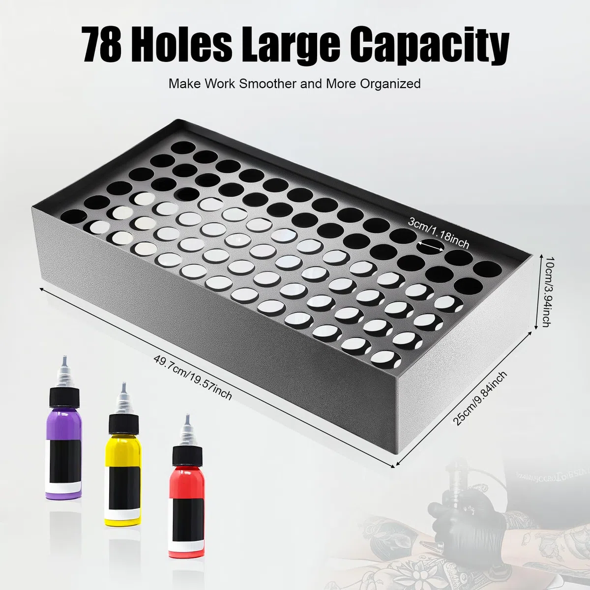 78 Löcher Tätowierungstinte Getränkehalter, Halterung für Pigmente, Tattoo-Ink Rack Tattoo Ink Displayhalter Tattoo Pigment Display Halter für Tattoo-Tinte