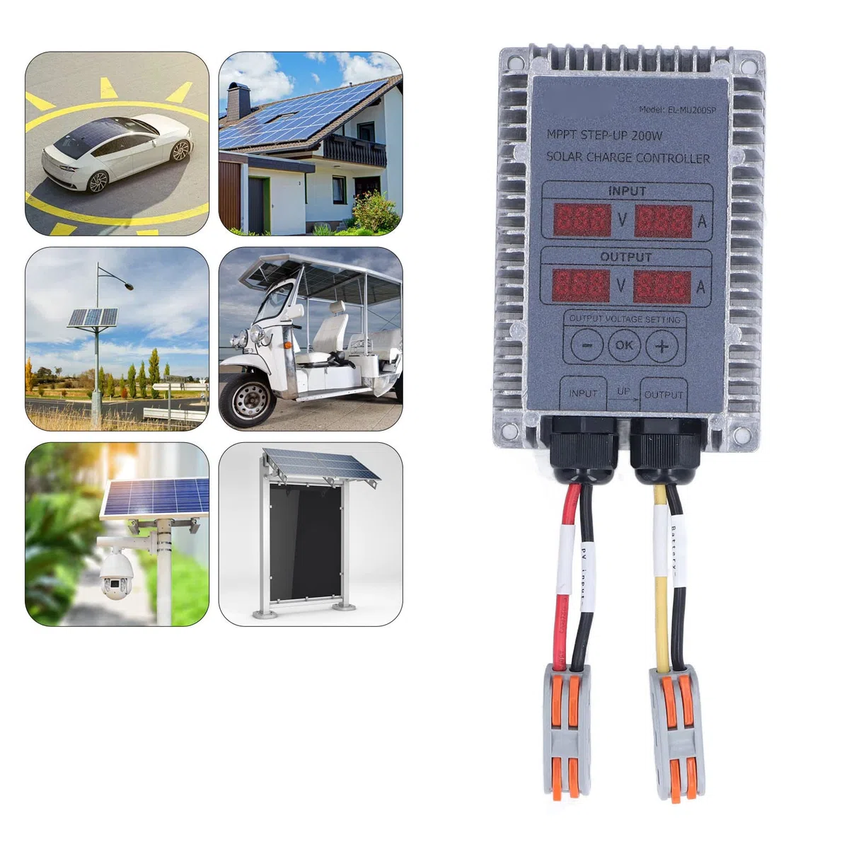 MPPT Solar-Laderegler Solar Batterie Laderegler Boost Spannungseinstellbarer Solarpanel-Regler mit LED-Anzeige Wasserdichtes Solar-Wechselrichter-Ladegerät für Solarmodule (24-85V) (400W)
