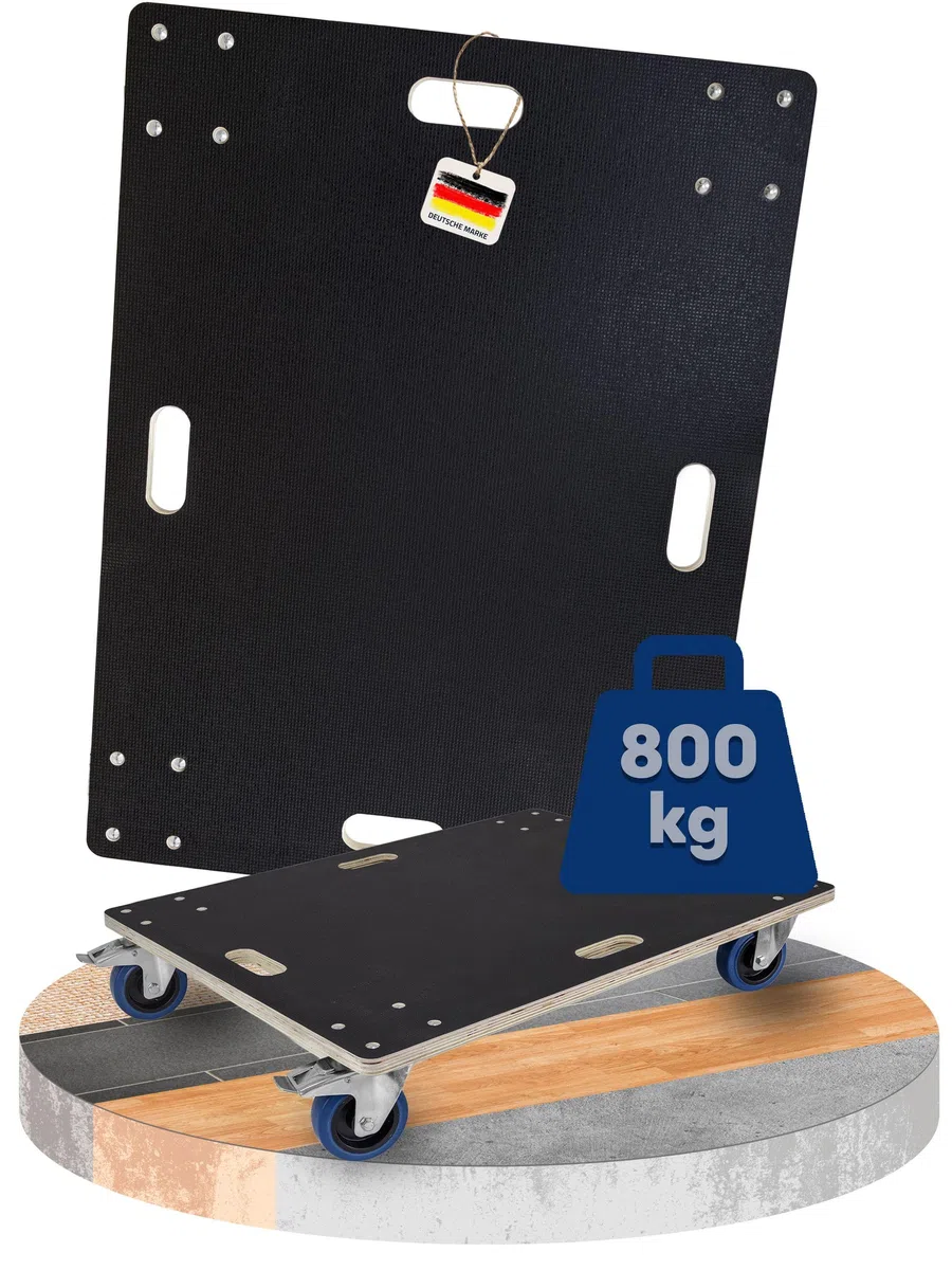 Trucky 2X Rollbrett 60 x 80 cm Transportroller 800 kg Möbelroller mit 4 Rollen und 2 Bremsen Rollwagen für Möbel Transportwagen Transport