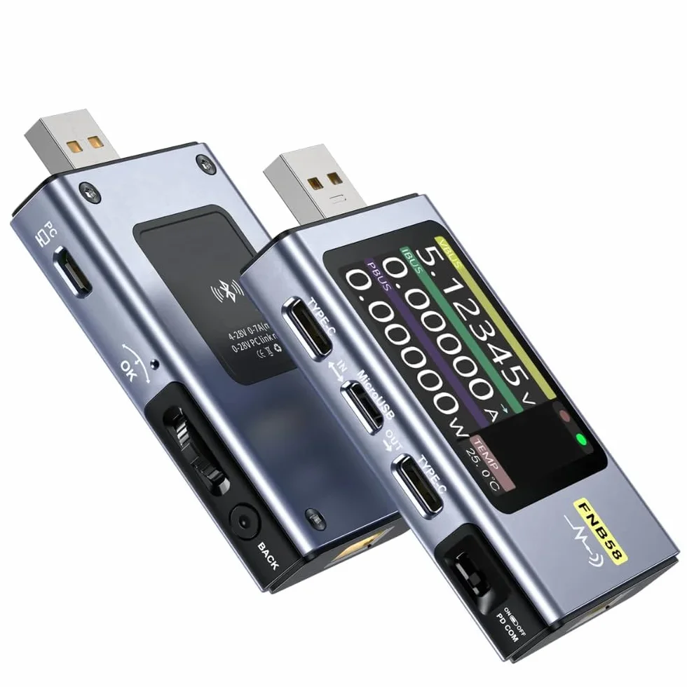 FNB58 Digital Voltmeter Amperemeter USB Tester Type-C Schnelle Ladungserkennung Trigger Kapazitätsmessung Welligkeitsmessung