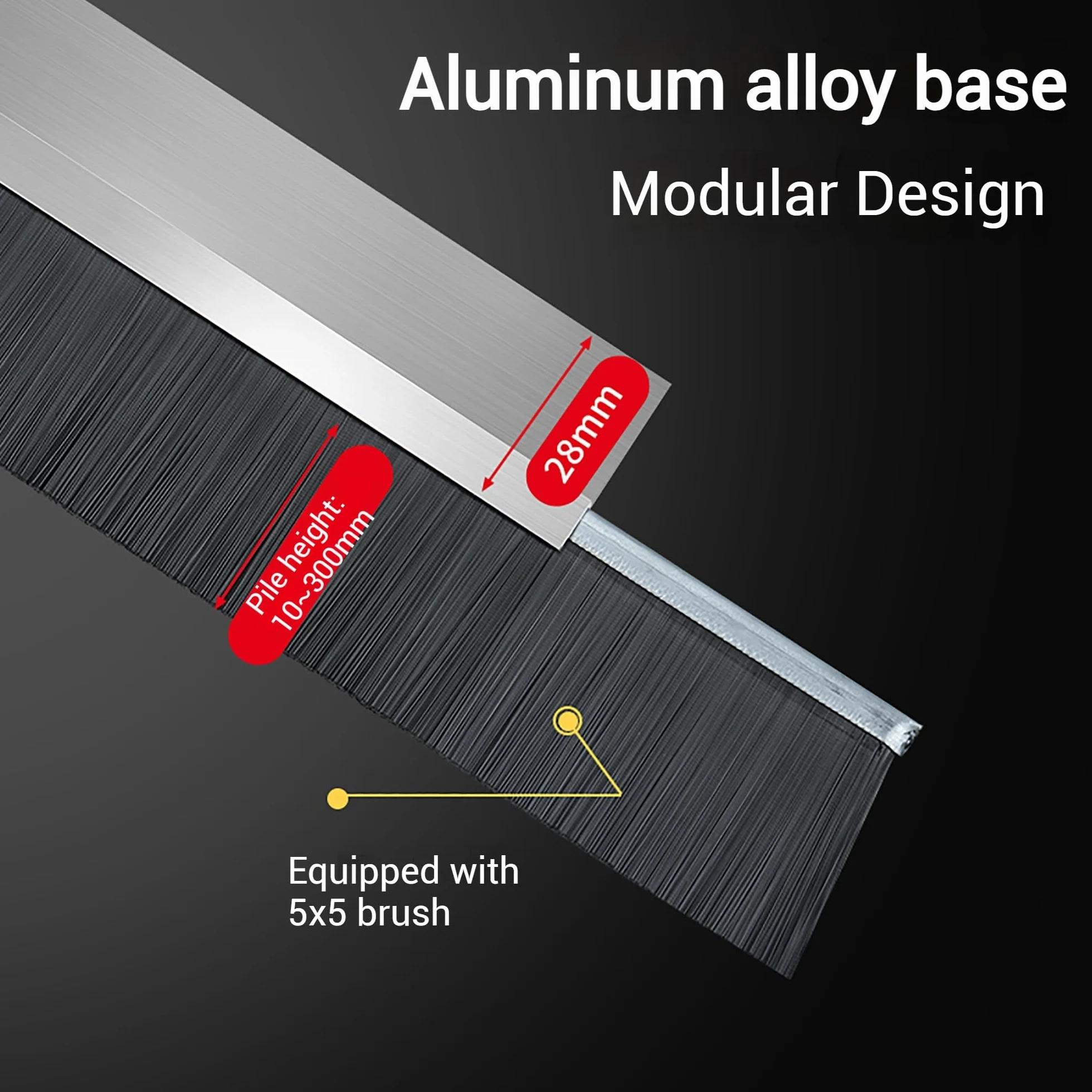 H/F/T-Typ Aluminiumlegierungs-Streifenbürste, Industriestaubbürste, Werkzeugmaschinen-Streifenbürste, Schrankstaubbürste, Streifentürboden-Dichtungsbürste (3,28 Fuß)(T,120mm)