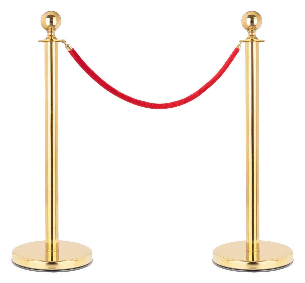 Stagecaptain PLS-150 Deluxe 2.1-150G Absperrständer Personenleitsystem - 2 Edelstahl-Stative und 1 rotes Seil mit 1,5m Länge - Für Konzerte, Ausstellungen, Hotels, Kinos u.v.m. - gold