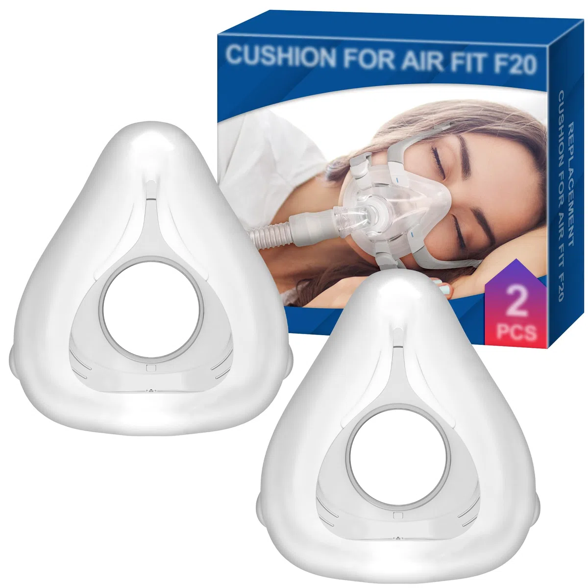 2er-Pack Ersatzkissen (M) für AirFit F20, zuverlässige Dichtung & weichere Passform, kompatibel mit dem Originalrahmen, Hochwertiges CPAP-Zubehör von BlessEase (Mittel)