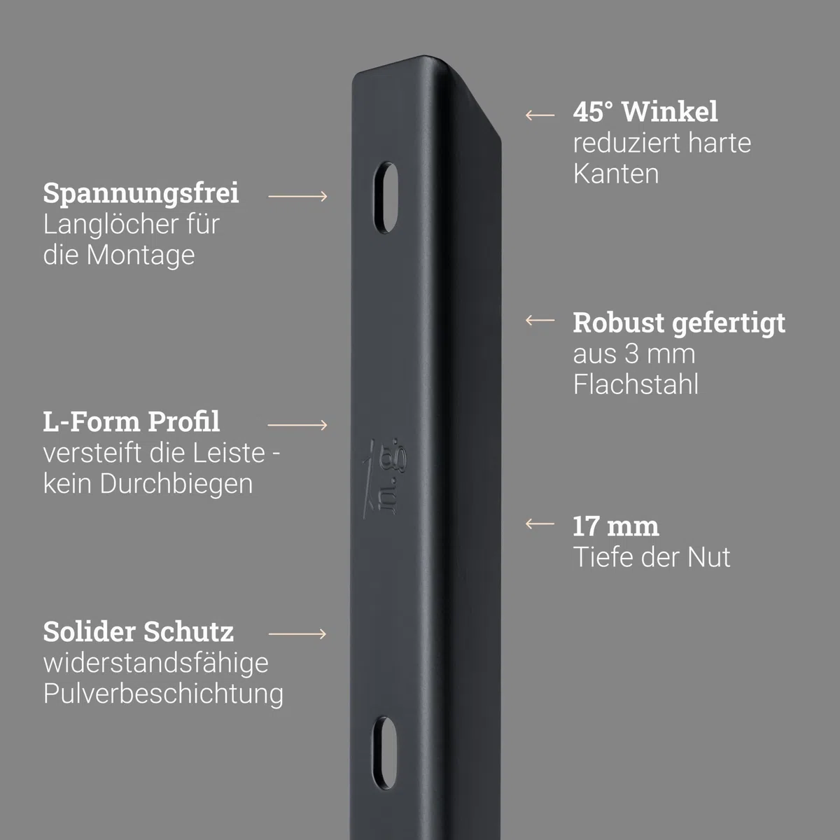 Natural Goods Berlin 3x Gratleiste L-FORM - Gratleiste Schwarz Metall 100 cm - Stabiler Unterzug Für DIY Holztischplatte - 1m Profilleiste L-förmig, Winkelleiste aus Stahl, Verstärkungsleiste Lang