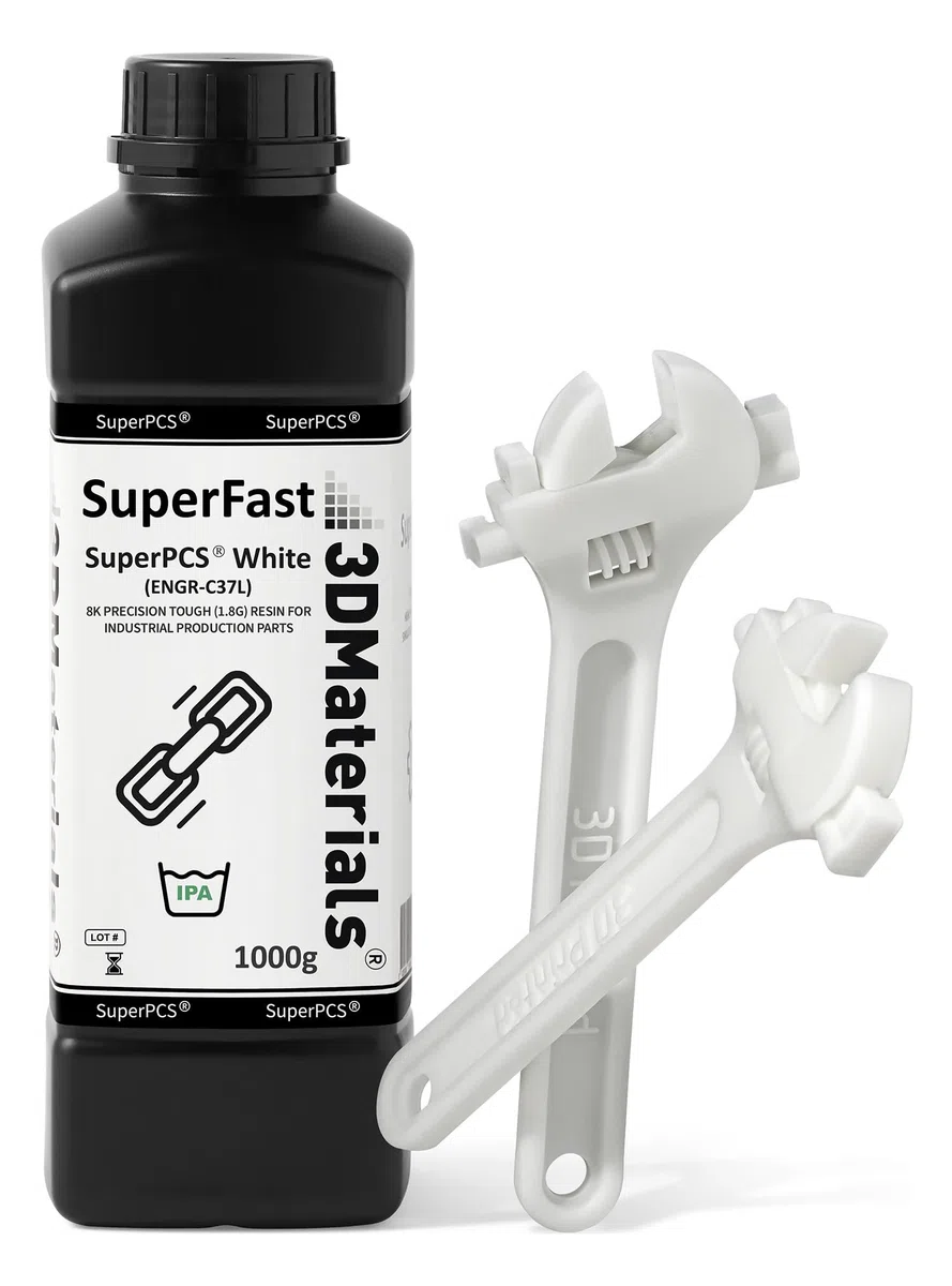 SuperPCS 3D-Drucker Harz, härtestes und schnellstes, 50 µm, 1,8 GPA, Druck in 1,5 Sek., Hergestellt in Korea von 3DMaterials (1000g, Weiß)