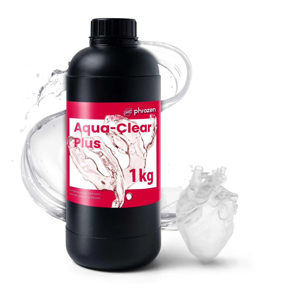Phrozen Aqua-Clear Plus 3D Drucker Resin | Druck Harz für Phrozen Sonic Mini & Mighty | 405nm SLA/DLP/LCD 3D Printer Photopolymer UV Resin| Schneller Aushärtung, Dauerhaftigkeit - Transparent (1kg)