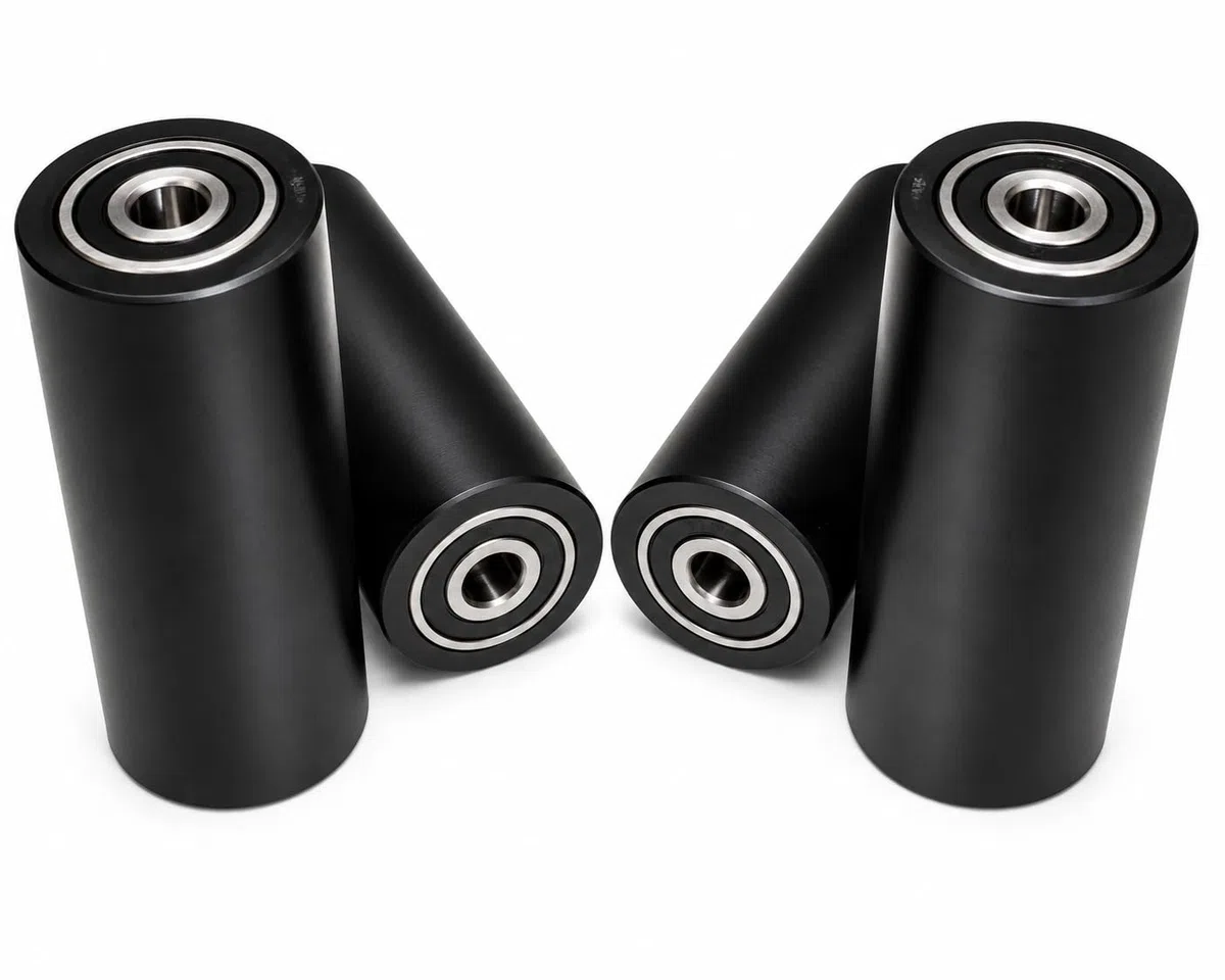 4X Polyamid Rollen Ø40mm mit Kugellager – Nylon Laufrollen Schwarz – Bis 100 kg Tragkraft pro Rolle – Hochbelastbare Kunststoffrollen für Maschinen, Werkbank & Transportwagen