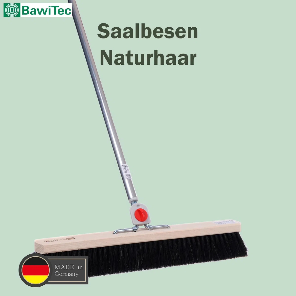Sehr weicher Rosshaar Besen Saalbesen 80cm mit 4-Loch-System Stiel Alustiel | 4-Loch Wechselsystem, Aluminiumstiel 145cm, Sehr weiche Borsten, Für glatte Böden, Innenraum
