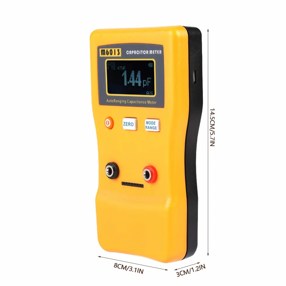 Akozon M6013 Kapazitätsmesser Auto-ranging Kondensator Kapazitätsmessgerät 5-stellige Lesung 1% High Pricision 0,01 pF bis 470 mF (470000uF) Messung der Hintergrundbeleuchtung Auto schlafen