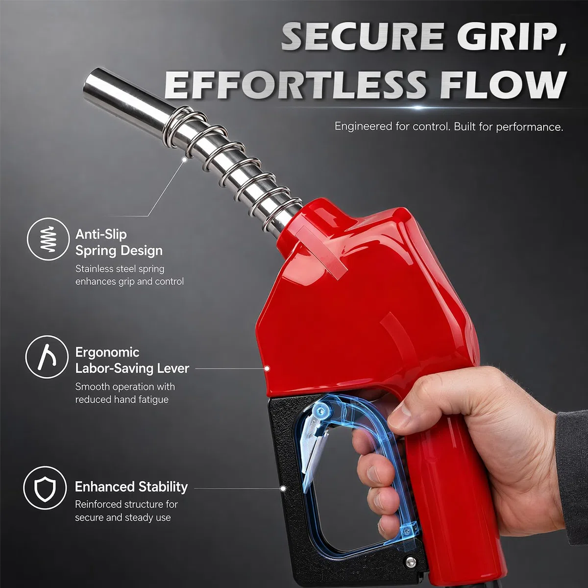 Automatische Zapfpistole Diesel 3/4", Selbstansaugende Tankpistole mit 3-stufig einstellbare Durchflussrate und Ergonomischer Griff für LKW, Traktoren & Baumaschinen