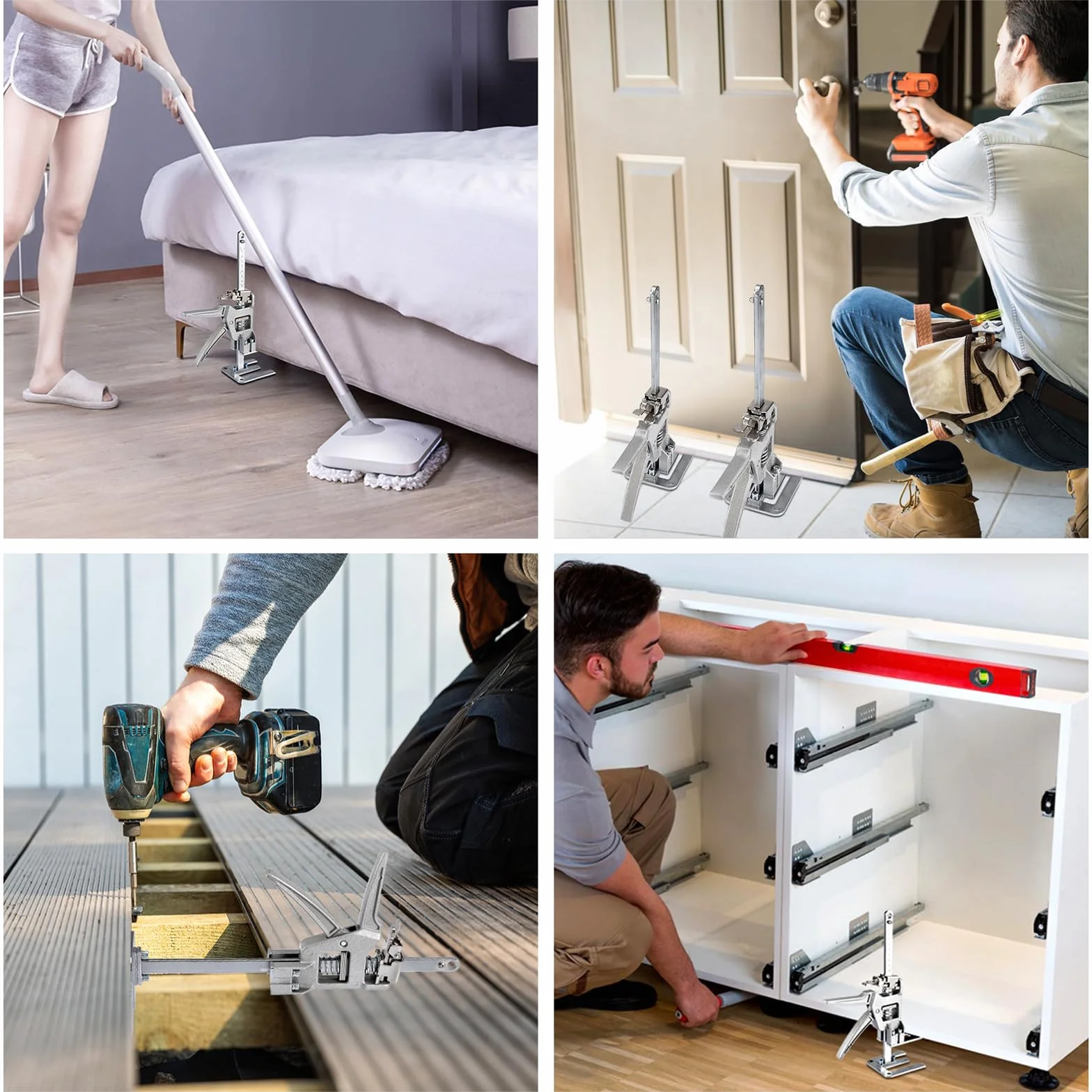 2 Stück Arm Arbeitssparender Heber mit Präzisionsskala, Stabile Kohlenstoffstahl Lastenheber für Schwere Möbel, Türheber, Schrankheber, Fliesenheber, Brettheber, Spannvorrichtung