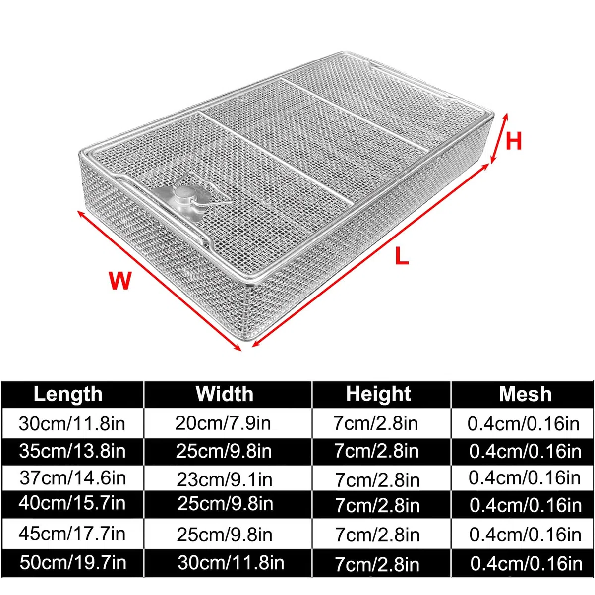 Medizinisches Chirurgisches Tablett, Netzkorb Aus Edelstahl Mit Deckel, Sterilisationskorb Für Chirurgische Instrumente, Maschenweite 4mm/0.16in, Für Operationssaal, Dental(30x20cm/11.8x7.9in)
