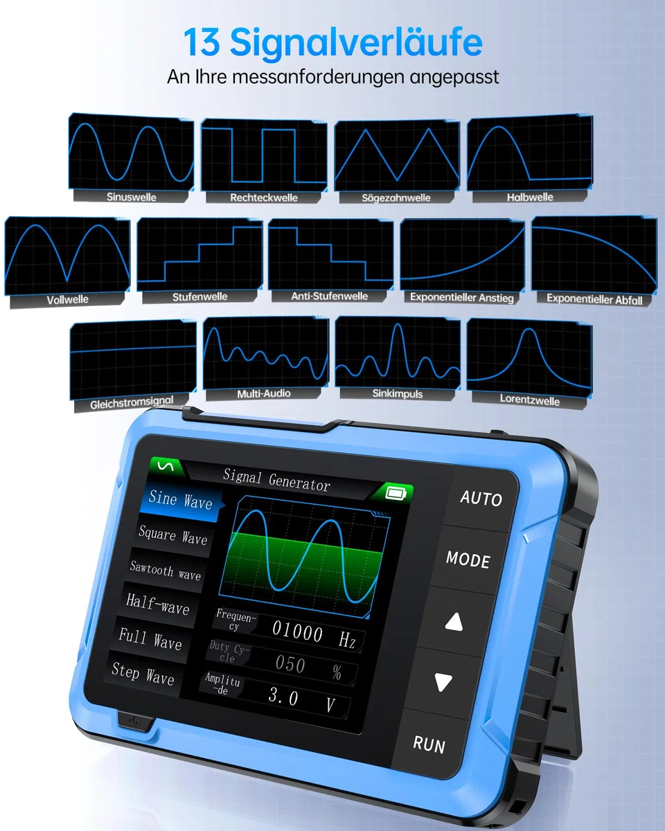 FNIRSI DSO-510 2-in-1 Hand-Oszilloskop & DDS-Signalgenerator – 10MHz Bandbreite, 48MS/s Abtastrate Digitales Oszilloskop Kfz, 2,8 Zoll TFT-Display, 13 Wellenformen, Triggerfunktion Auto/Normal/Einzeln