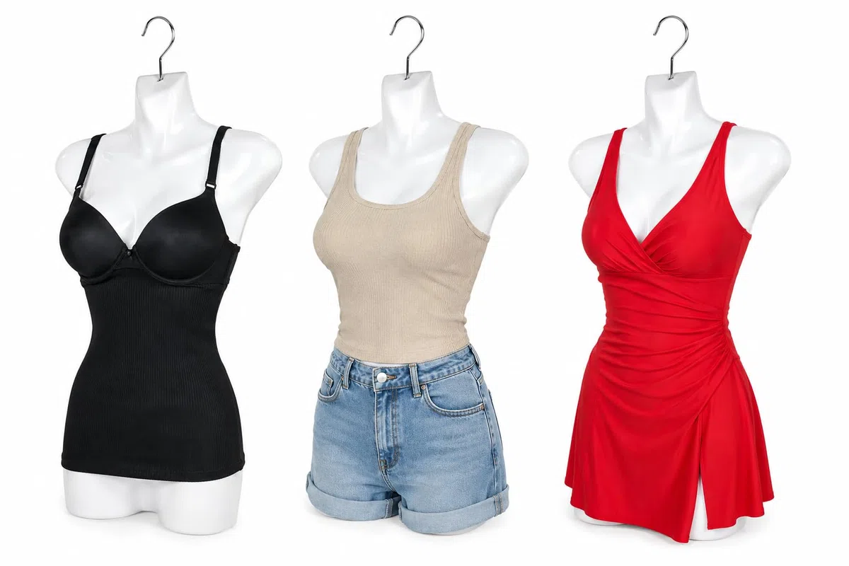 6er Set Torso Weiblich - 70 cm Damentorso aus Kunststoff - Mannequin Oberkörper Halbplastik in Farbe weiß - Mannequin Büste - Halbplastischer Damenbody - Puppe Figur - Schaufensterpuppe mit Haken