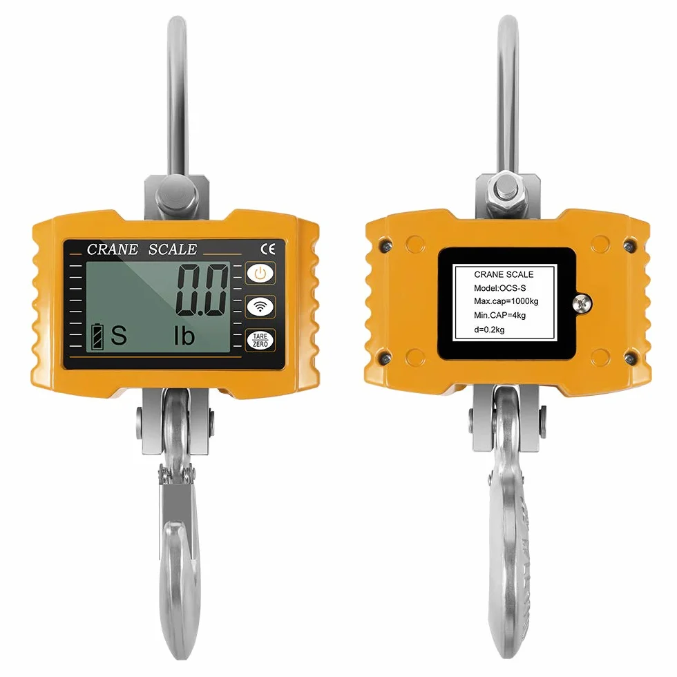 KKTECT Industrielle Hängewaage 1000kg/2000lb Hochleistungsfernbedienung wiederaufladbare Super Clear Digital Crane Scale