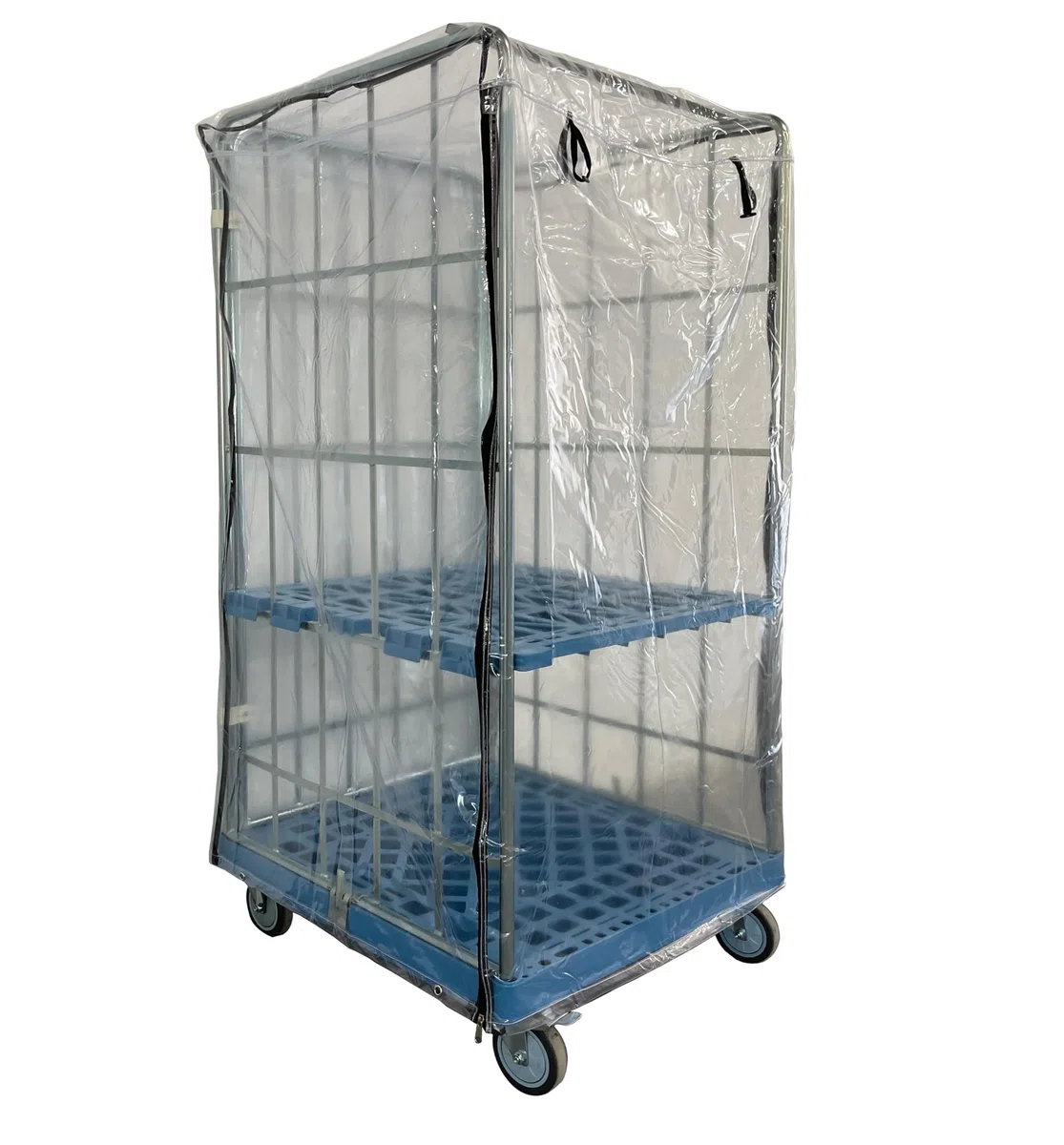 Gitterwagen Abdeckhaube, 73x82x150cm, PVC Transparent, Wasserdicht, mit Reißverschlüssen