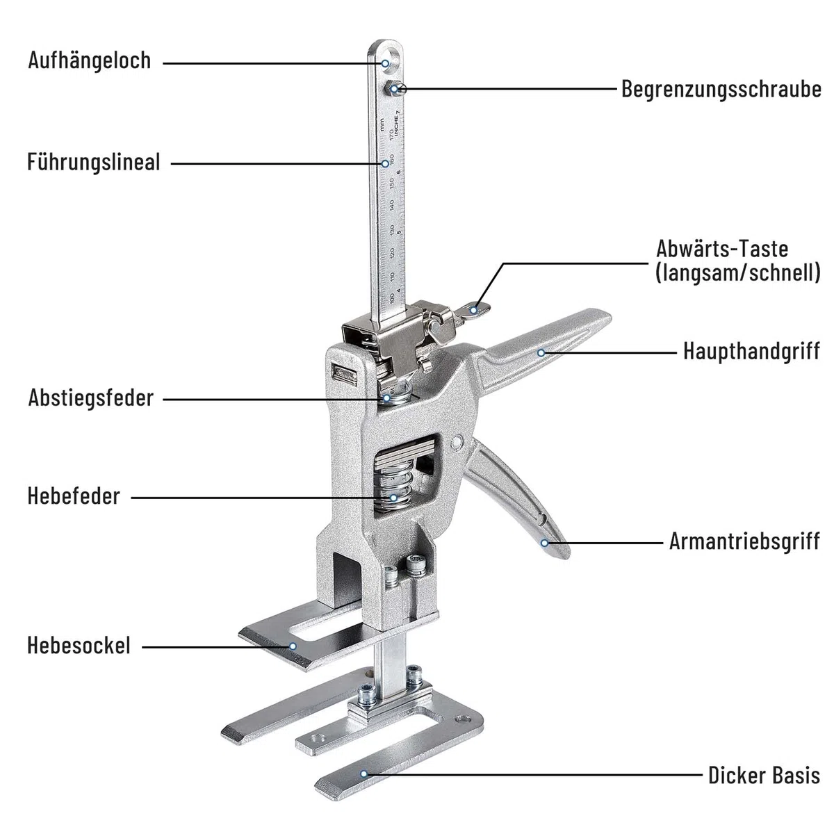2 Stück Arm Arbeitssparender Heber mit Präzisionsskala, Stabile Kohlenstoffstahl Lastenheber für Schwere Möbel, Türheber, Schrankheber, Fliesenheber, Brettheber, Spannvorrichtung