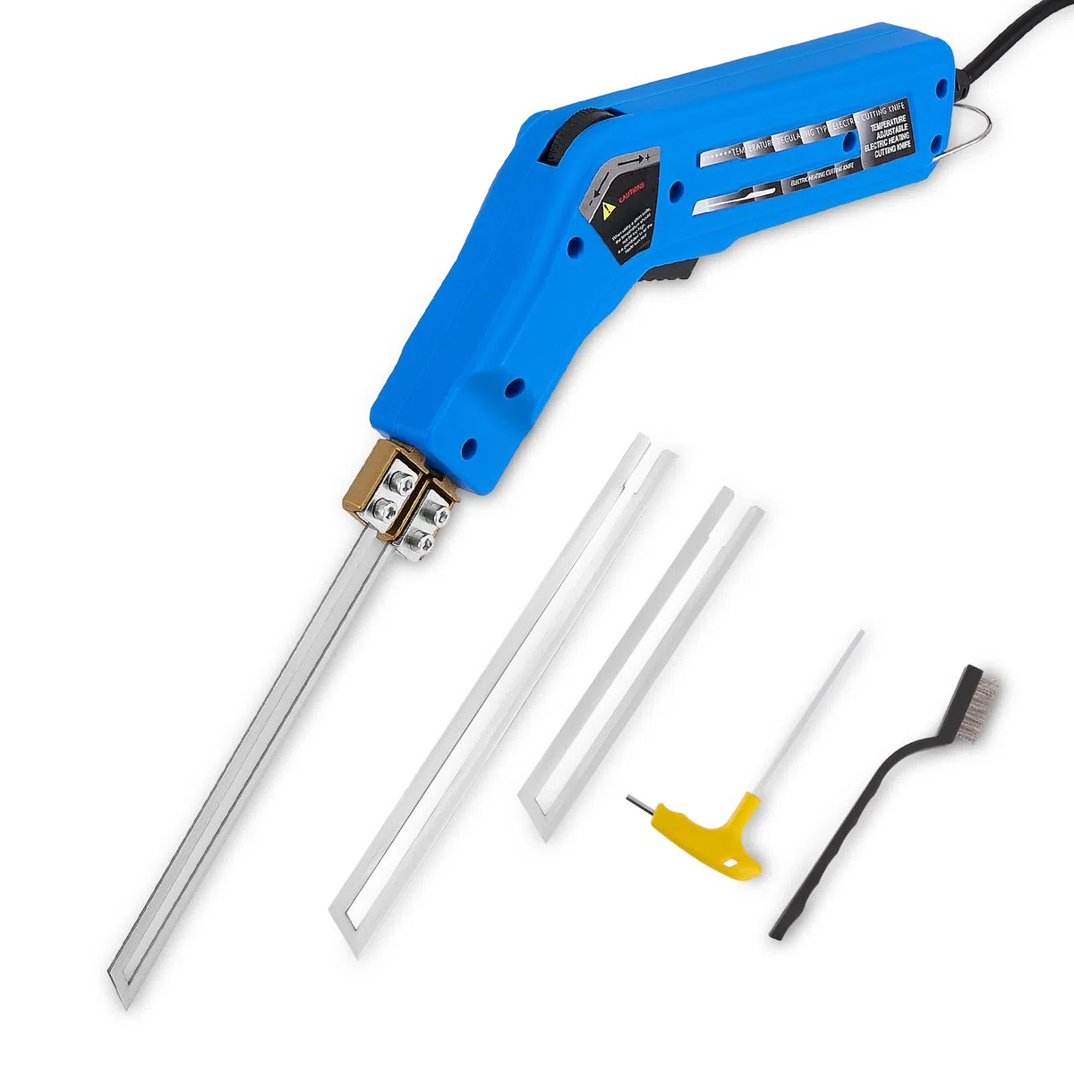 300W Styroporschneider, (50-600℃) Temperatur Einstellbar, Heißschneider für Seile Styrocutter mit 10 cm + 15 cm Gerade Klingen für EPS, KT Board, PU, Seilgewebe, Schaumstoff